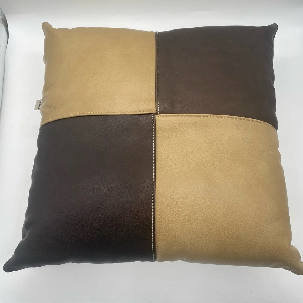 NEW Luxury Leather  Decor Pillow Cover Size 18x18”. (Insert not Include)